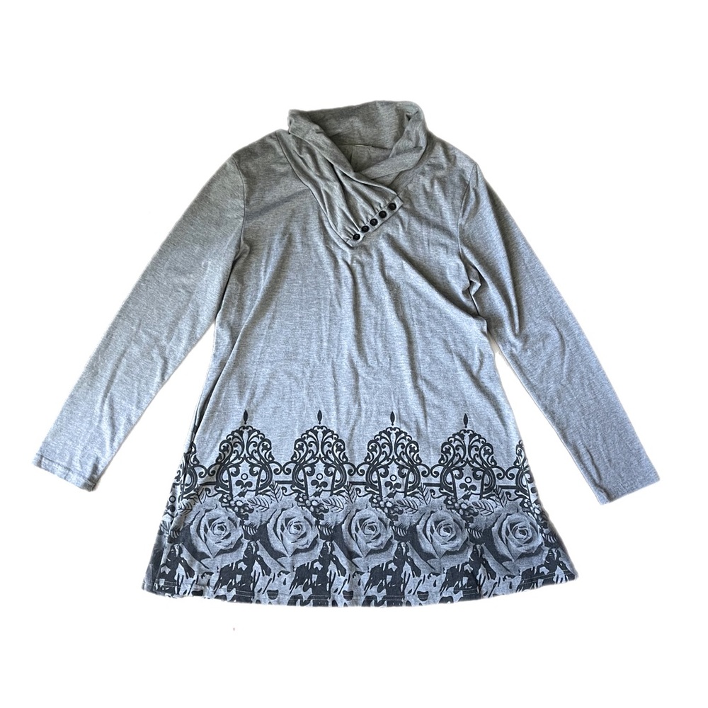 Gaharu Gray Floral Dress XL